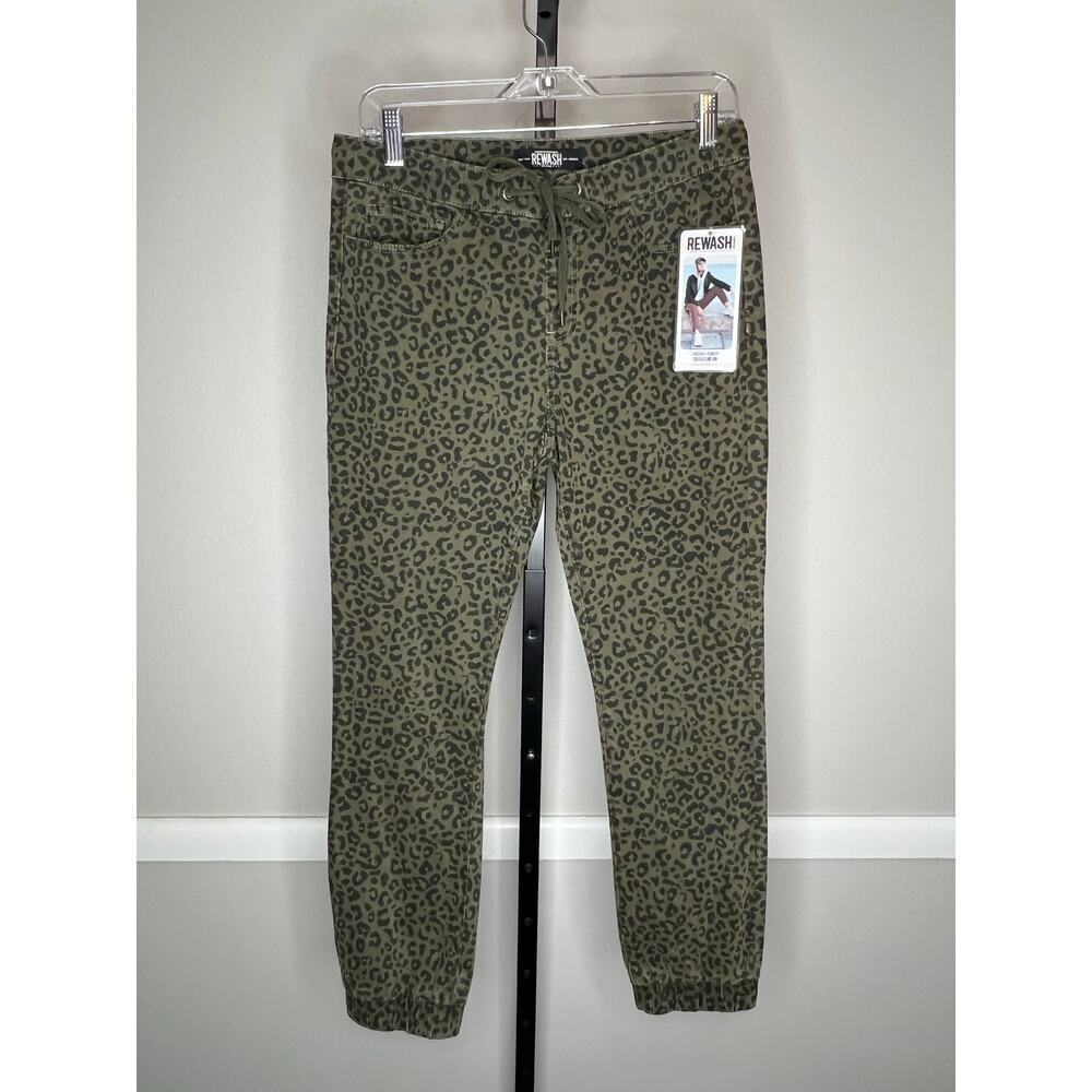 Rewash Leopard Print Jogger Pants NWT Green Drawstring Size M